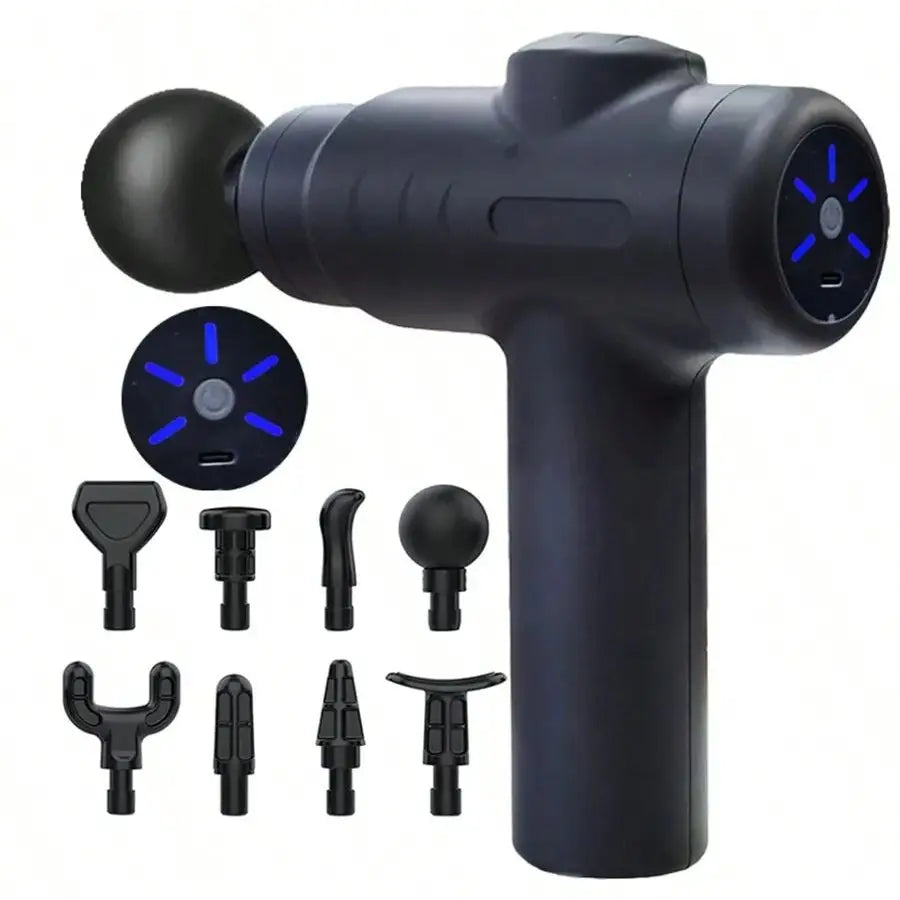 Portable Fascial Massage Gun, Mini Deep Tissue Body Massager, Muscle Pain Relief, 8 Massage Head, 5 Speed Adjustable,