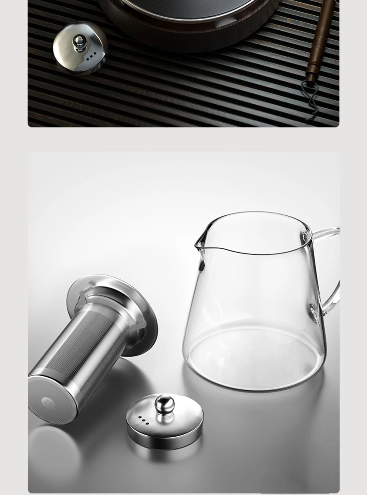 Heat Resistant Glass Teapot with Stainless Steel Tea Strainer Infuser